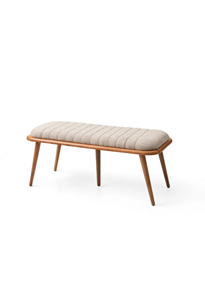 Evistro Bench Puf Ahşap Retro Ayaklı Babyface Kumaş 40cmx105cm