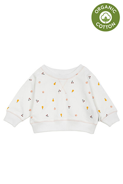 Antebies Organic White Baby Girl Sweatshirt