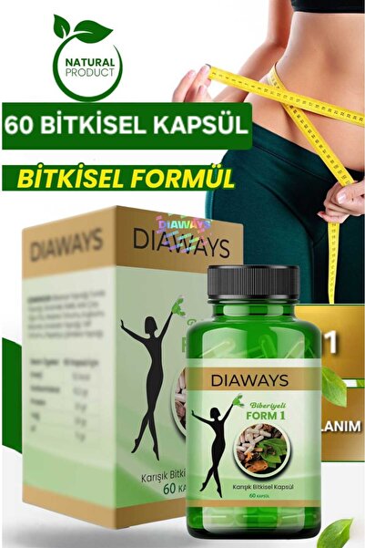 DİAWAYS Bitkisel Biberiye İçeren Takviye Gıda L- carnitine 60 Kapsül