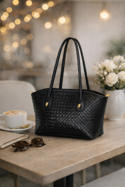 torime Örgü desenli kadın omuz ve el çantası-günlük kombin-şık kullanım-astar...