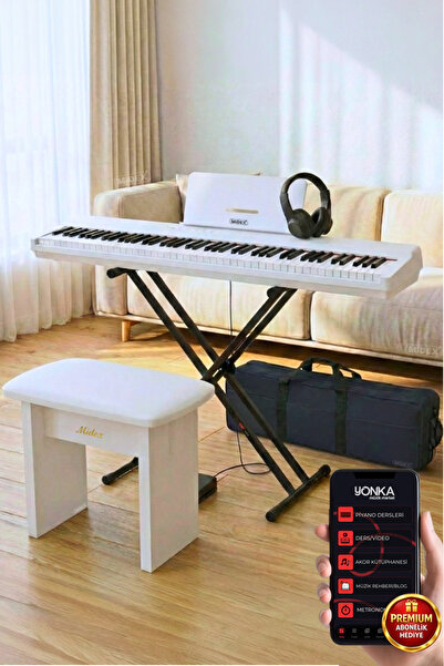 Midex Plx-120wh-st Katlanır Taşınabilir Dijital Piyano Tuş Hassasiyetli Full Set