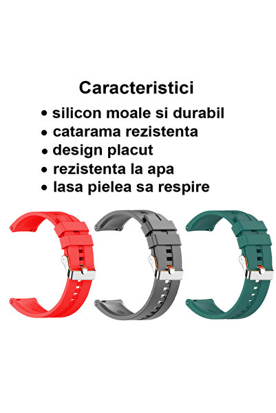 OptimStar Set curele Smartwatch, 3 bucati, latime 22mm, Samsung, Xiaomi, Huawei, Garmin, OPPO