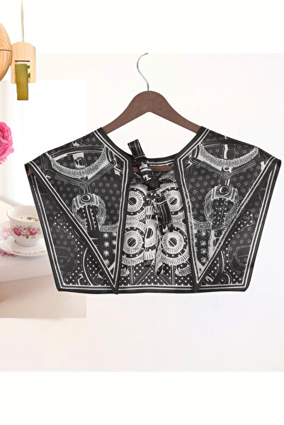 nurfemina Siyah Zincir ve Kemer Desenli Lüks Binicilik Temalı Omuz Şalı | "Eq...