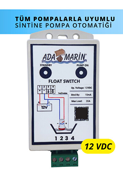 Sintine Pompa Otomatiği – Float Switch- 12V DC- Tekne/Yat/Karavan Pompa Kontrol (20A)