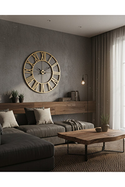 Ex Machine Industry Metal Altın Duvar Saati Modern Büyük Dekor Minimalist Duv...