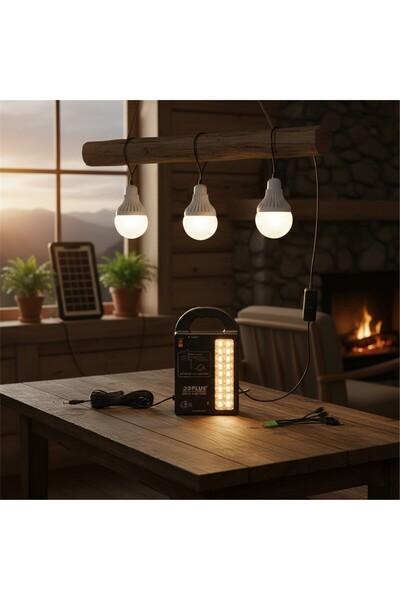 Powermaster GD-999 Güneş Enerjili Solar Aydınlatma Sistemi 3 Ampullü Powerban...