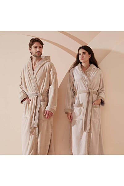 REEFI Modern hooded bathrobe - Beige - L