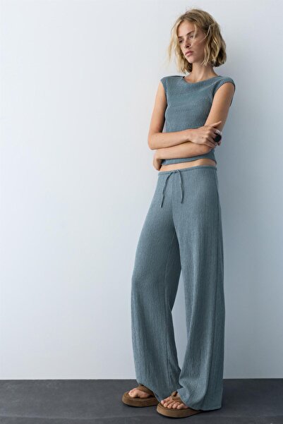 Pull & Bear Bambula geniş paça pantolon