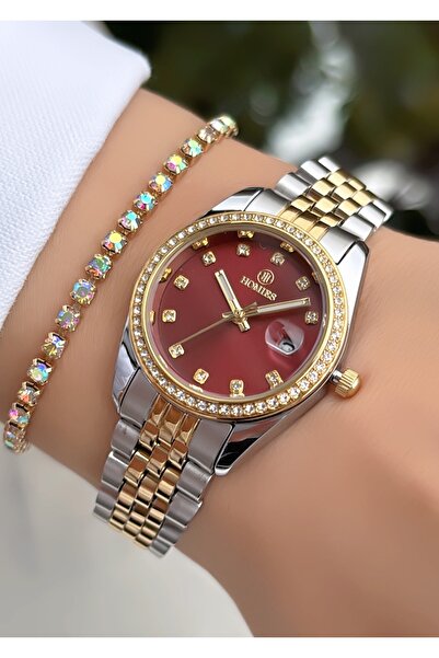 Homies Marka Çelik Kordon Iki Renk Kol Saati Bileklik Hediyeli