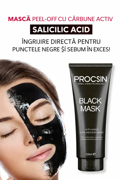 PROCSIN 🎀 Mască Neagră Peel-Off cu Cărbune Activ pentru Curățare Profundă și...