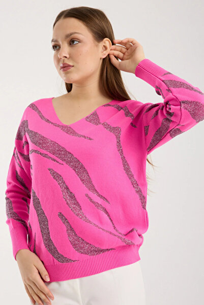 Moda Days Pulover pentru femei supradimensionat Pulover tricotat cu dungi cu ...