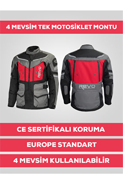 REVO Stork Red 4 Season Unisex Motorcycle Jacket Ce Protected Reflective
