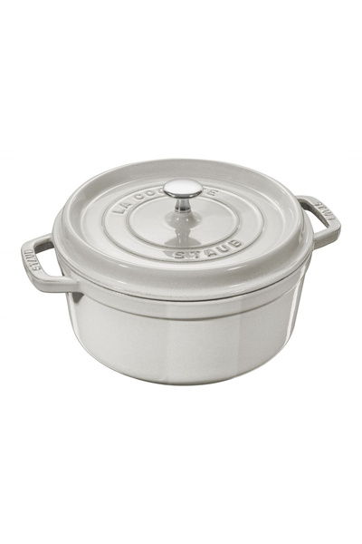 STAUB Cast Iron Pot Round 26 cm Truffle White