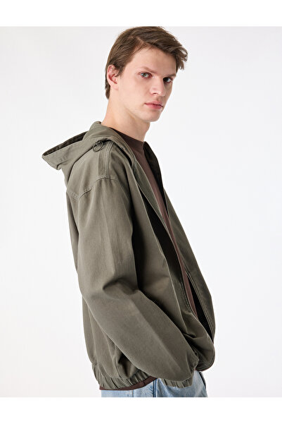 Koton Pamuklu Cepli Uzun Kollu Fermuarlı Oversize Kapşonlu Jean Ceket