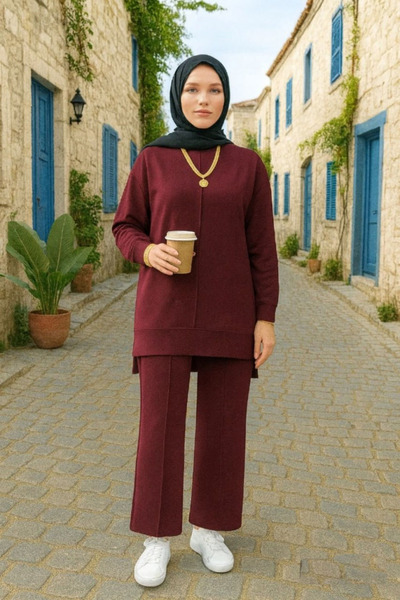 Genel Markalar KRİSTAL KUMAŞ KADIN BERRA TAKIM BORDO