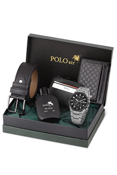 Polo Air Erkek Kol Saati Kemer Cüzdan Kartlık Parfüm Özel Kutusunda KPL-7044E1