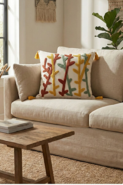 cottoncloth غطاء كرسي من الخيزران بتصميم بوهيمي مطرز 42x42 سم