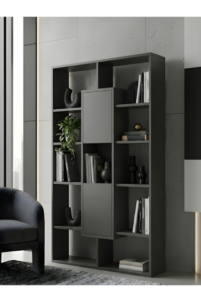 Free Home Premium MDF Ürün Axis Kitaplık - Modern Asimetrik Tasarım Şık Dekor...