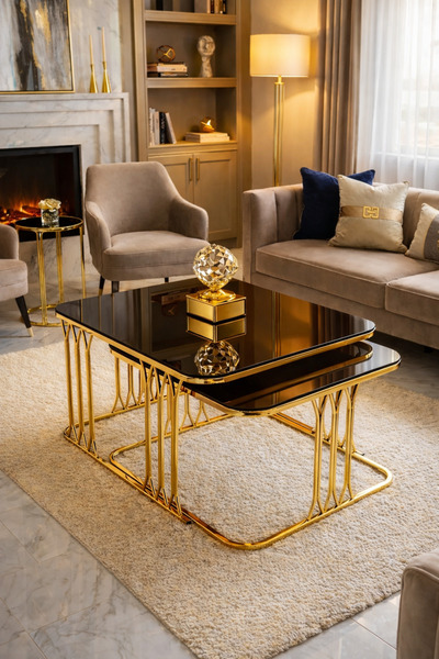 ARS Home orta sehpa cam sehpa gold sehpa modern orta sehpa bronz cam sehpa sa...