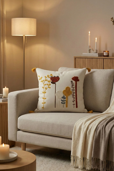 cottoncloth KAKTÜS BOHEM PUNCH NAKIŞLI KIRLENT KILIFI 42x42 cm