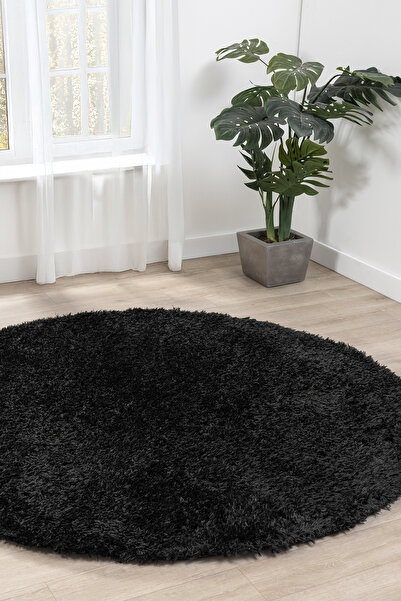 CASERA HOME Vıctorıa Sıyah Pelus Shaggy Modern Dokuma Cocuk Oturma Odası Salo...