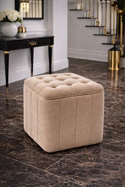 Tasarım Kapitoneli dilimli “Modern Kare Puf | Ayak Dinlendirme Taburesi | Dek...