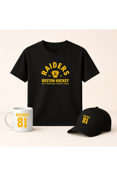 MODA Heated Rivalry Rozanov 81 Boston Hockey Baskılı Bisiklet Yaka Siyah Tişö...