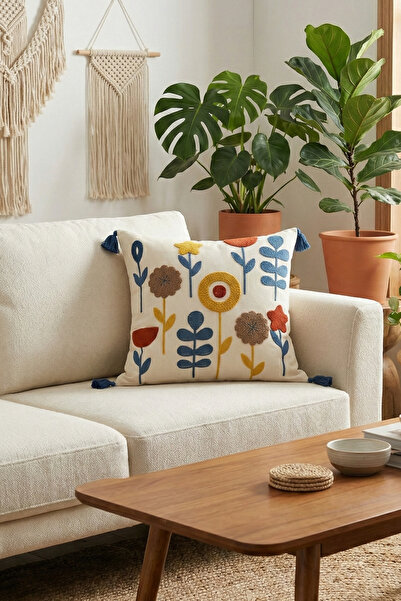 cottoncloth غطاء كرسي مطرز بنمط النجمة البوهيمية 42x42 سم