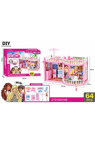 Barbie مجموعة ألعاب فيلا باربي (DIY) - منزل أحلام مع 64 قطعة أثاث وإكسسوارات ...
