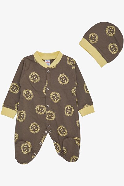 Breeze Baby Boy Rompers, Cute Lion Pattern, 0-6 Months, Mink