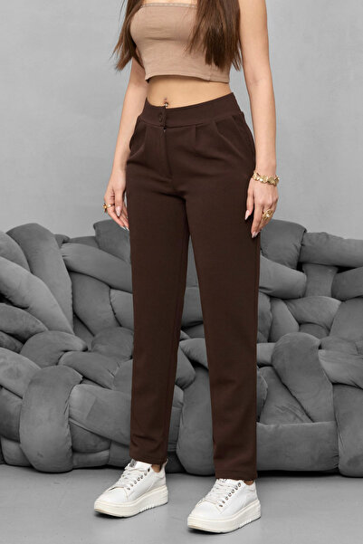 BİKELİFE Women's High Waist Lycra Stretchy Carrot Cut Fabric Pants