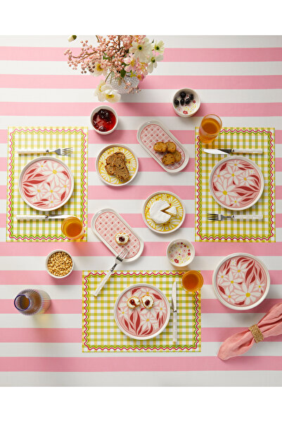 English Home Splash Seramik Kahvaltı Takımı 10 parça 4 kişilik Kırmızı-Pembe