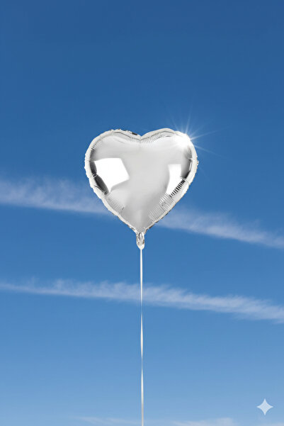 Deniz Party Store بالون قلب فويل مقاس 24 بوصة، 60 سم، لون فضي، قطعة واحدة