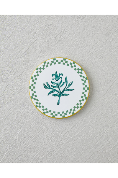 English Home Serina Seramik Bardak Altlığı 10.8x0.8 cm Beyaz - Yeşil