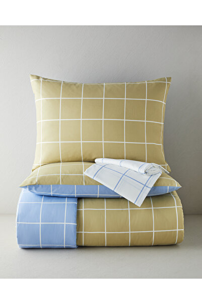 English Home Gridline Kolay Ütülenir Çarşaflı Çift Kişilik Nevresim Takımı 20...