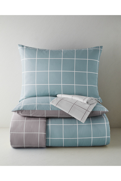 English Home Gridline Kolay Ütülenir Çarşaflı Çift Kişilik Nevresim Takımı 20...