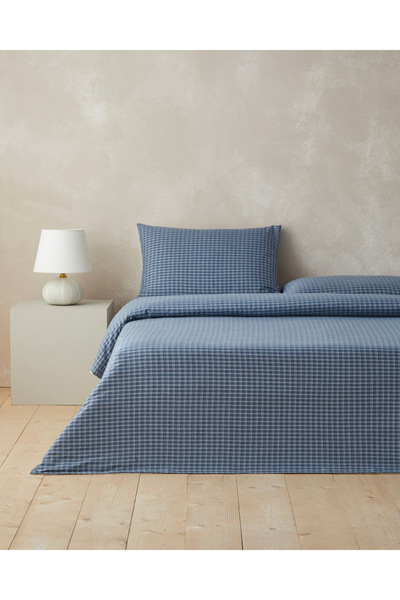 English Home Pincheck İpliği Boyalı Tek Kişilik Çarşaflı Nevresim Takımı 160x...