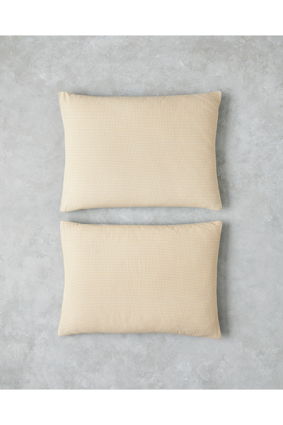 English Home Petit Check Pamuklu 2'li Yastık Kılıfı 50x70 cm Sarı-Yeşil