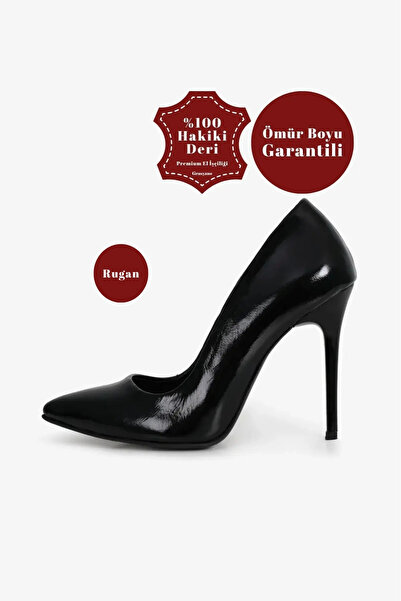 100% Genuine Leather Black Pattern Shiny Simple Stylish Comfort Handmade 1. Quality Stiletto Heels