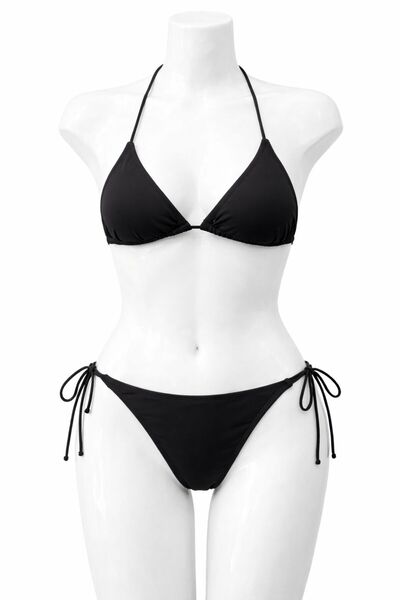 VAJESTO Women's Black Lycra Side Tie Halter Neck Stylish Drawstring Triangle ...