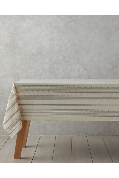 English Home Boundaries Pamuk Masa Örtüsü 140x200 cm Krem - Yeşil