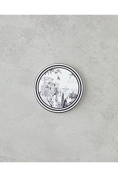 English Home Elegant Seramik Bardak Altlığı 10.8x0.8 cm Siyah - Beyaz