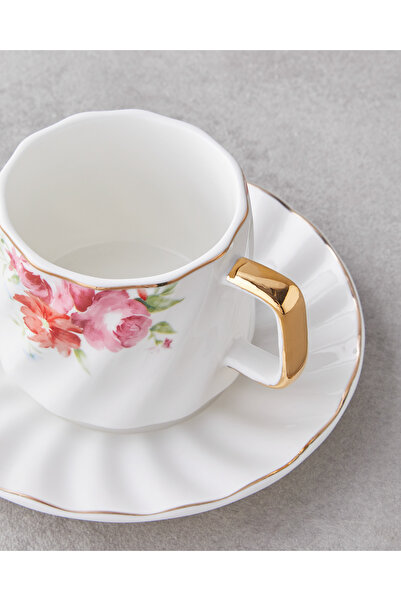 English Home Misty Blossom New Bone China 4 Parça 2 Kişilik Kahve Fincan Takımı 90 ml Renkli