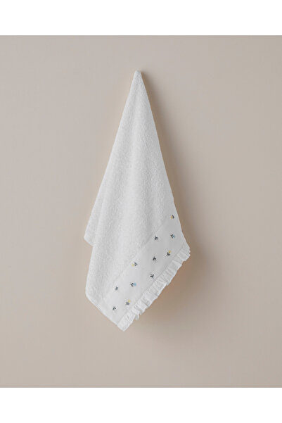 English Home Floral Garden Pamuk Nakışlı Yüz Havlusu 50x80 cm Ekru