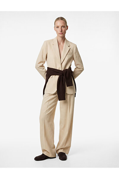 Koton Wide Collar Buttoned Blazer Jacket with Pocket Detail