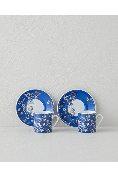 English Home Viva Porselen 4 Parça 2 Kişilik Kahve Fincan Takımı 80 ml Lacivert