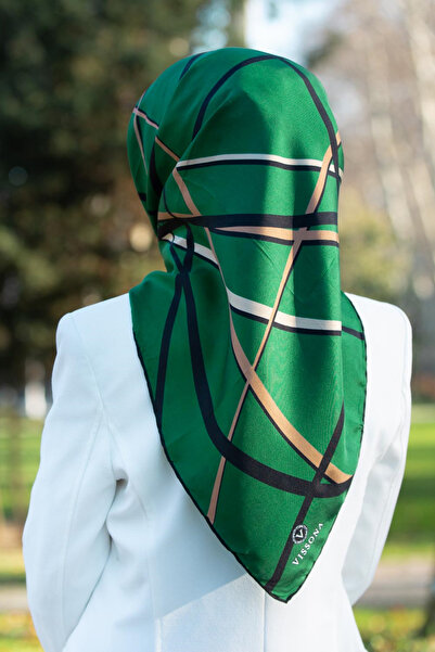 Vissona 57% MĂTASE 43% VISCOZĂ Twill Mătase cu model în dungi Verde Smarald -...