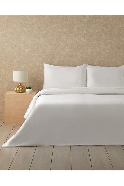 English Home Modello Pamuk Saten Nakışlı Çift Kişilik Çarşaflı Nevresim Takım...
