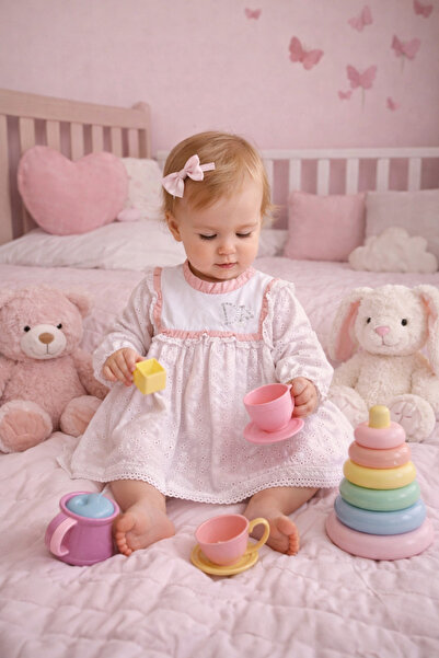 Babydola Kız Bebek Çocuk Bayramlık Elbise Fistolu Gül Kurusu 14094