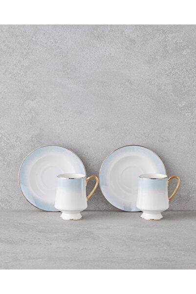 English Home Royals New Bone China 4 Piece 2 Person Coffee Cup Set 90 ml Blue